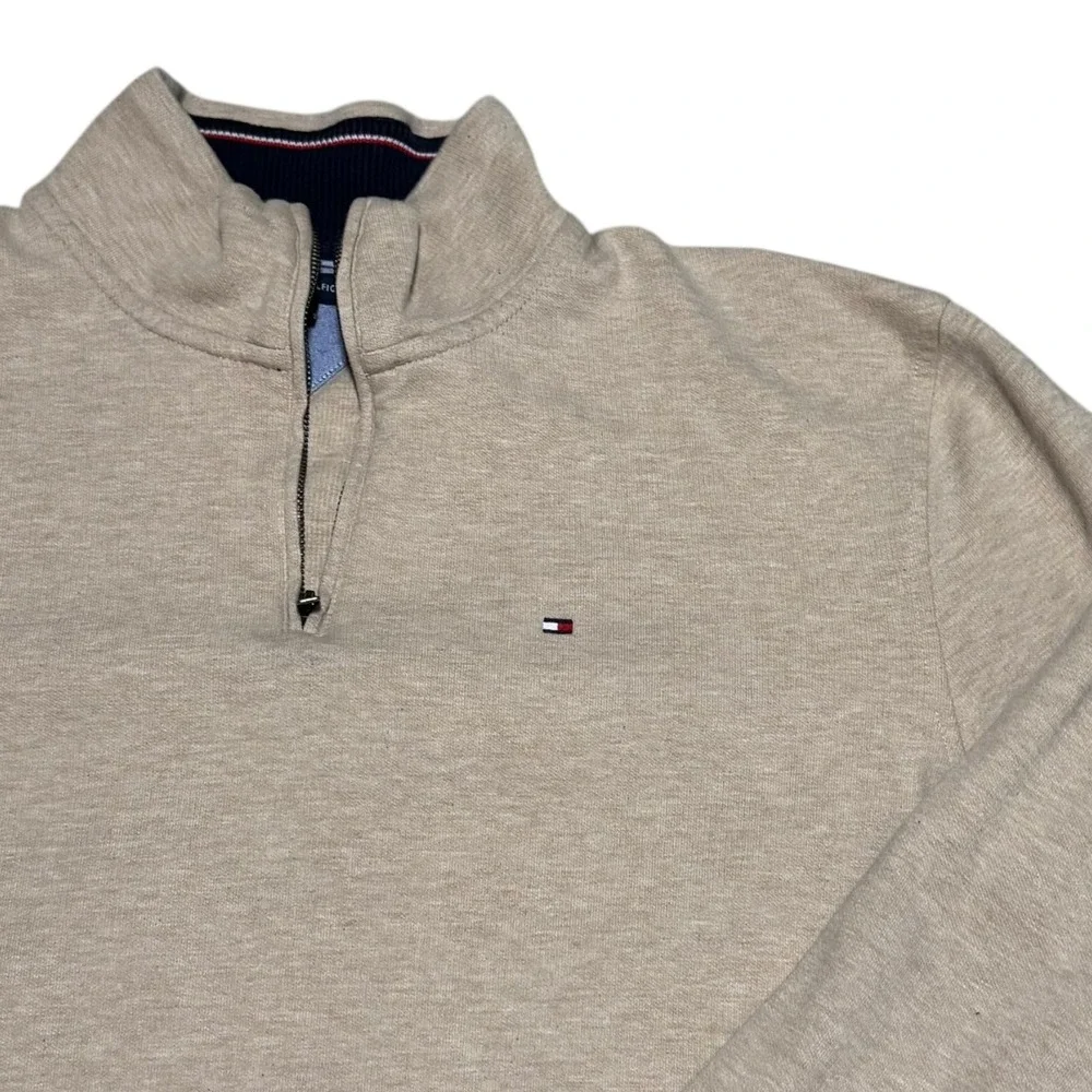 Tommy Hilfiger 100% Cotton Embroidered‎ Logo 1/4 Zip Sweater Men's XL